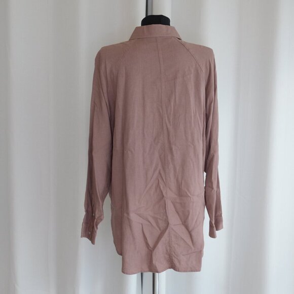 Aritzia Wilfred Free Boyfriend Button-Up Linen Shirt in Nomad Taupe Sz S - Picture 3 of 9